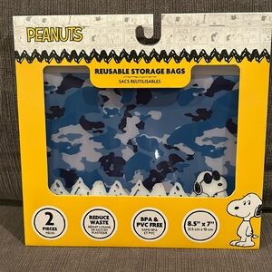 Peanuts Snoopy Reuseable Storage Bags 2pack NEW